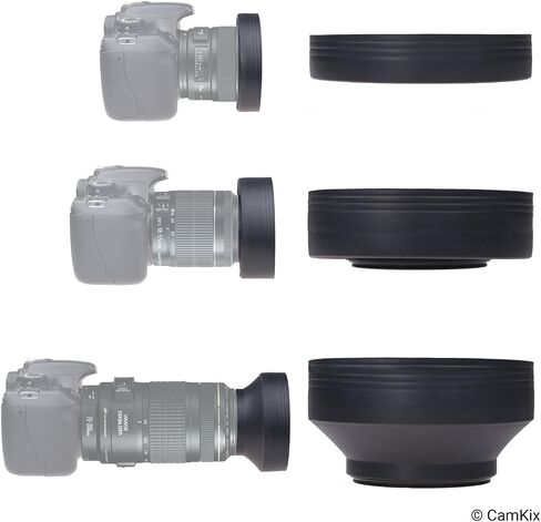 67mm Camera Lens Hood - Rubber - Set of 2 - Collapsible in 3 Steps - Sun Shade/Shield - Reduces Lens Flare and Glare - Blocks Excess Sunlight for Enhanced Photography and Video Footage - Perfect in Saudi Arabia