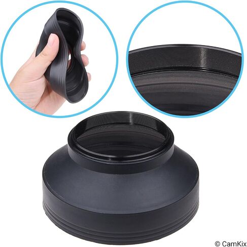 67mm Camera Lens Hood - Rubber - Set of 2 - Collapsible in 3 Steps - Sun Shade/Shield - Reduces Lens Flare and Glare - Blocks Excess Sunlight for Enhanced Photography and Video Footage - Perfect in Saudi Arabia