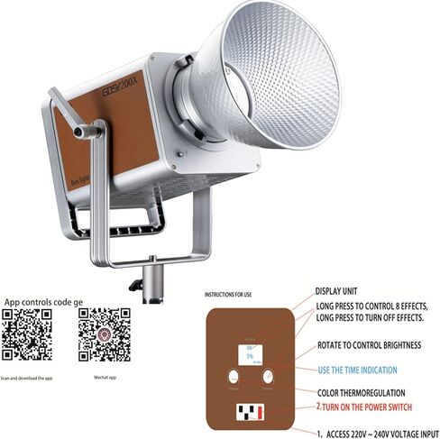 Yidoblo 350W LED Video Light with 2.4G/APP Remote Control, All Metal Bi Color COB Continuous Light with Bowens Mount12800Lux/1m 2800K-6500K CRI/TLCI97+ 8 Effects for Portrait Video Recording in Kuwait