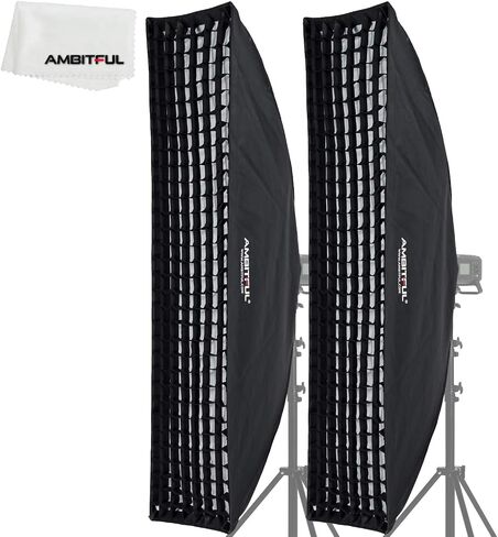AMBITFUL 35x160cm 14"x63" Honeycomb Grid Rectangular Softbox for Photo Strobe Studio Flash Softbox Bowens Mount (2PCS) in Saudi Arabia