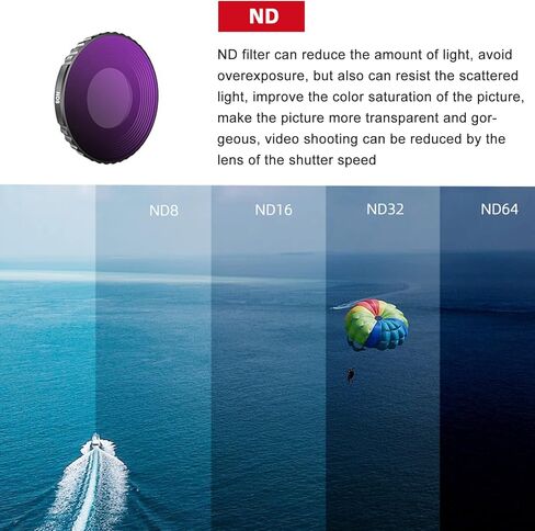 فلتر ND متوافق مع DJI Action 3، زجاج بصري عالي الدقة، إطار من سبائك الألومنيوم مع طلاء متعدد الطبقات، ملحقات كاميرا الحركة (ND8) in Kuwait