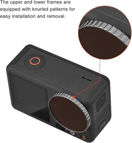 فلتر ND متوافق مع DJI Action 3، زجاج بصري عالي الدقة، إطار من سبائك الألومنيوم مع طلاء متعدد الطبقات، ملحقات كاميرا الحركة (ND8) in Kuwait