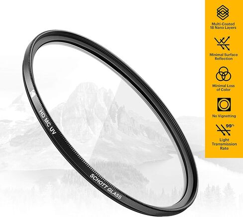KODAK 37mm UV Filter | German Schott Glass Premium Ultraviolet Filter, Slim 18-Layer Polished Coating | Absorbs Atmospheric Haze Protects Lens & Improves Sharpness & Contrast, 99% Light Transmittance in Kuwait