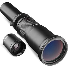 Opteka 650-1300mm (with 2X- 1300-2600mm) Telephoto Zoom Lens for Canon EF-Mount EOS 90D, 80D, 77D, 70D, 60D, 50D, 7D, 6D, 5D, 5DS, 1DS, T8, T8i, T7i, T7s, T7, T6s, T6i, T6, T5, SL3, SL2 DSLR Cameras in Kuwait