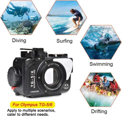 Sea frogs Compatible with Olympus TG-5/TG-6 Aluminium Underwater Camera Housing 328 Feet / 100 Metres Waterproof Housing Waterproof Quality IPX8 Black in Saudi Arabia