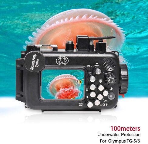 Sea frogs Compatible with Olympus TG-5/TG-6 Aluminium Underwater Camera Housing 328 Feet / 100 Metres Waterproof Housing Waterproof Quality IPX8 Black in Saudi Arabia