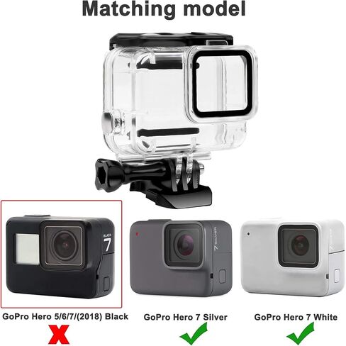 FitStill 148FT/45M Waterproof Housing Case Only for Go Pro Hero 7 White & Silver, Protective Underwater Dive Case Shell Bracket Mount for Go Pro Hero 7 White & Silver Action Camera Accessories in Saudi Arabia