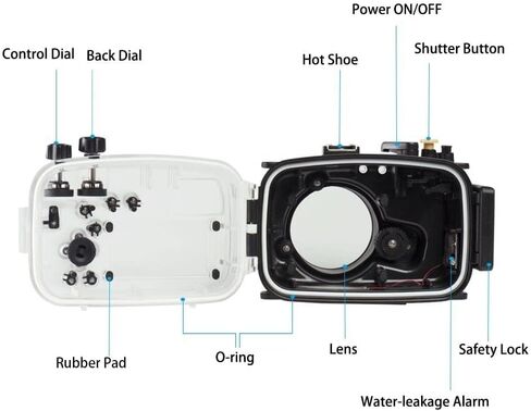 Meikon 40M/130FT Waterproof housing Underwater Diving Case for Sony A6400, Compatible 16-50mm Lens, Built-in Water Leakage Sensor, Ideal for Diving, Surfing, Swimming and Rafting Video in Saudi Arabia