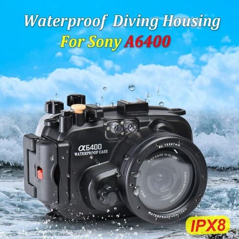 Meikon 40M/130FT Waterproof housing Underwater Diving Case for Sony A6400, Compatible 16-50mm Lens, Built-in Water Leakage Sensor, Ideal for Diving, Surfing, Swimming and Rafting Video in Saudi Arabia