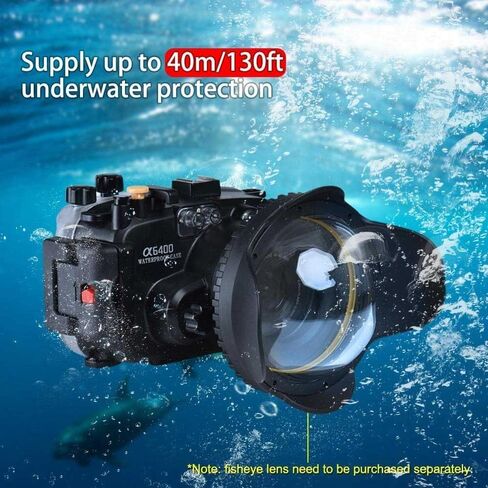 Meikon 40M/130FT Waterproof housing Underwater Diving Case for Sony A6400, Compatible 16-50mm Lens, Built-in Water Leakage Sensor, Ideal for Diving, Surfing, Swimming and Rafting Video in Saudi Arabia