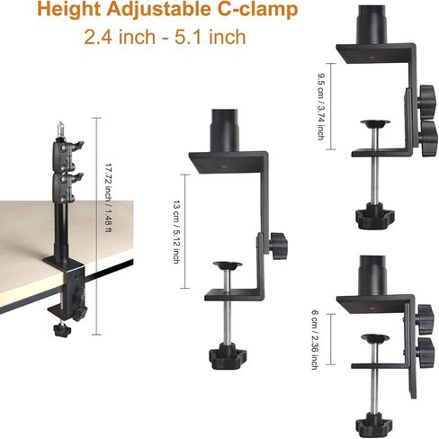 Desktop Stand - 12.0-19.5 inch Adjustable Camera Desk Mount with 360° Rotatable Ball Head & 1/4" Screw Tip - Upgraded Version in Saudi Arabia