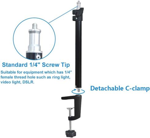 Desktop Stand - 12.0-19.5 inch Adjustable Camera Desk Mount with 360° Rotatable Ball Head & 1/4" Screw Tip - Upgraded Version in Saudi Arabia