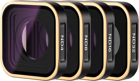 NEEWER 4 Pack Lens Filter ND Filter Kit Compatible with GoPro Hero 12 11 10 9, ND4/ND8/ND16/ND32 Multi Coated Neutral Density Lens Filters, HD Optical Glass/Aviation Aluminum Golden Frame in Kuwait