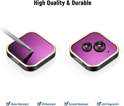 NEEWER 4 Pack Lens Filter ND Filter Kit Compatible with GoPro Hero 12 11 10 9, ND4/ND8/ND16/ND32 Multi Coated Neutral Density Lens Filters, HD Optical Glass/Aviation Aluminum Golden Frame in Kuwait