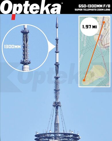 Opteka 650-1300mm (with 2X- 1300-2600mm) Telephoto Zoom Lens for Canon EF-Mount EOS 90D, 80D, 77D, 70D, 60D, 50D, 7D, 6D, 5D, 5DS, 1DS, T8, T8i, T7i, T7s, T7, T6s, T6i, T6, T5, SL3, SL2 DSLR Cameras in Kuwait