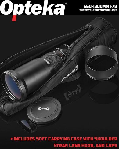 Opteka 650-1300mm (with 2X- 1300-2600mm) Telephoto Zoom Lens for Canon EF-Mount EOS 90D, 80D, 77D, 70D, 60D, 50D, 7D, 6D, 5D, 5DS, 1DS, T8, T8i, T7i, T7s, T7, T6s, T6i, T6, T5, SL3, SL2 DSLR Cameras in Kuwait