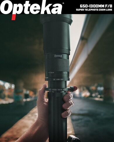 Opteka 650-1300mm (with 2X- 1300-2600mm) Telephoto Zoom Lens for Canon EF-Mount EOS 90D, 80D, 77D, 70D, 60D, 50D, 7D, 6D, 5D, 5DS, 1DS, T8, T8i, T7i, T7s, T7, T6s, T6i, T6, T5, SL3, SL2 DSLR Cameras in Kuwait