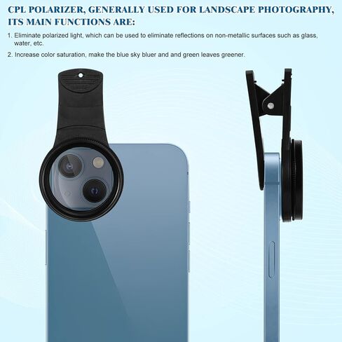 UKCOCO Phone Camera Lens- Professional Photography Lens for Smartphone Clip- On CPL Filter Lens, 37mm Polarizing Filter Circular Polarizer Compatible with, Android Smartphones in Saudi Arabia