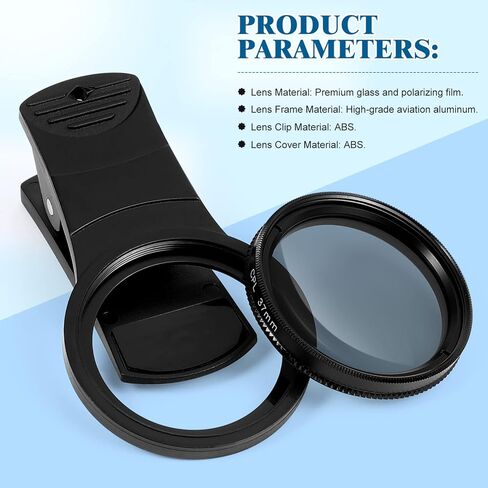 UKCOCO Phone Camera Lens- Professional Photography Lens for Smartphone Clip- On CPL Filter Lens, 37mm Polarizing Filter Circular Polarizer Compatible with, Android Smartphones in Saudi Arabia