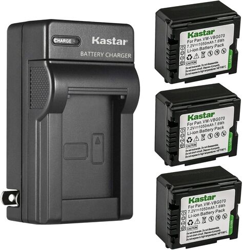 Kastar 2-Pack Battery and AC Wall Charger Replacement for Panasonic VW-VBG070, VW-VBG070A, VW-VBG070-K, VW-VBG070PPK, VW-VBG130, VW-VBG130-K, VW-VBG130PPK, VW-VBG260, VW-VBG260-K, VW-VBG260PPK in Kuwait
