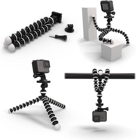 Digicharge 10‘’ Octopus Flexible Tripod Camera + Action Cam Mount Stand, Compatible with GoPro Hero11 Hero10 Max Hero 11 Mini 10 9 8 7 Fusion Akaso Brave Apeman Fitfort Davola Dragon Touch Jeemak Cam in Saudi Arabia