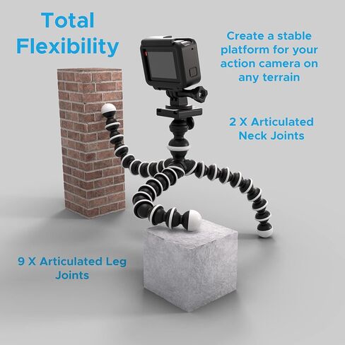 Digicharge 10‘’ Octopus Flexible Tripod Camera + Action Cam Mount Stand, Compatible with GoPro Hero11 Hero10 Max Hero 11 Mini 10 9 8 7 Fusion Akaso Brave Apeman Fitfort Davola Dragon Touch Jeemak Cam in Saudi Arabia