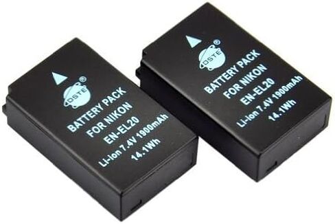 DSTE Replacement for 2PCS EN-EL20 Li-ion Battery Compatible Nikon Coolpix A 1 J1 J2 J3 AW1 S1 V3 as EN-EL20A in Saudi Arabia