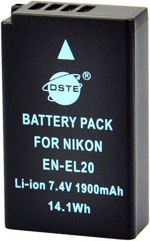 DSTE Replacement for 2PCS EN-EL20 Li-ion Battery Compatible Nikon Coolpix A 1 J1 J2 J3 AW1 S1 V3 as EN-EL20A in Saudi Arabia