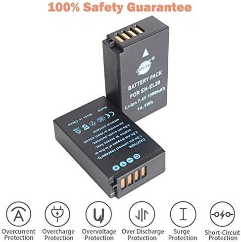 DSTE Replacement for 2PCS EN-EL20 Li-ion Battery Compatible Nikon Coolpix A 1 J1 J2 J3 AW1 S1 V3 as EN-EL20A in Saudi Arabia