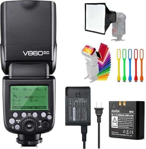 Godox V860II-C E-TTL HSS 1/8000s 2.4G GN60 Li-ion Battery Camera Flash Speedlite Light Compatible for Canon EOS Cameras with USB LED in Saudi Arabia