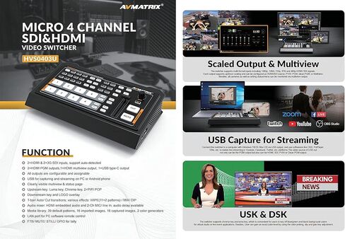 AVMATRIX Video Switcher PVS0403U 10.1 Inch IPS FHD LCD Monitor Display Portable 4-CH SDI HDMI Solid Metal case in Kuwait