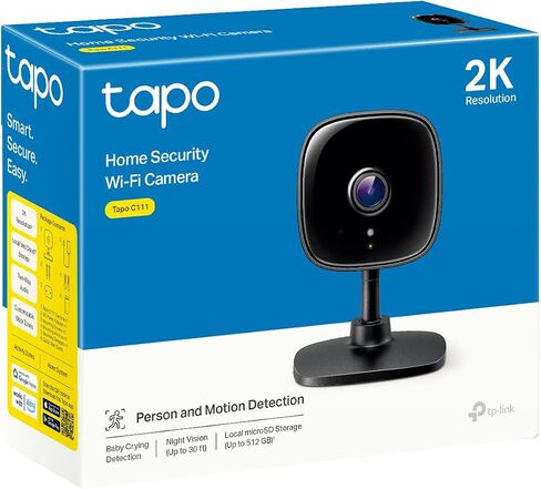 TP-Link New Tapo 2K Indoor Security Camera for Baby Monitor, Pet Camera | Motion Detection | 2-Way Audio | Night Vision | Cloud & SD Card Storage | Works w/Alexa & Google Home | Black | Tapo C111 in Kuwait