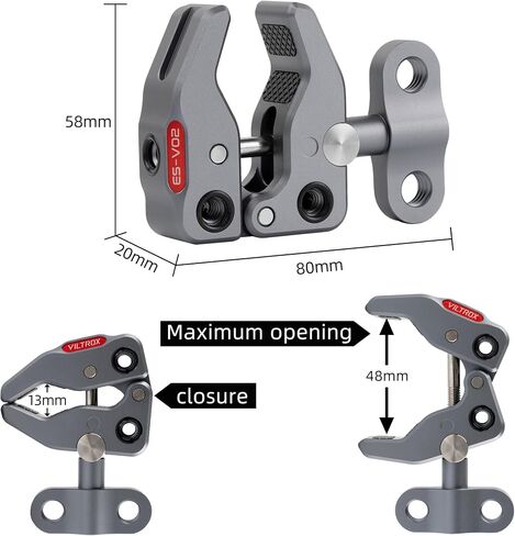 VILTROX Photography Super Clamp, 1/4'' and 3/8'' Thread Clamp Clip Camera Clamp, Solid All Metal Super Clamp for Photographer, Non-Slip Rubbery to Flat in Saudi Arabia