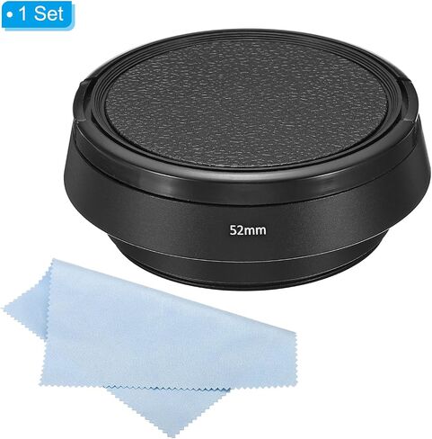 PATIKIL 52mm Lens Hood, Standard Vented Matte Surface Anti-Reflective Inside Hood with Cap and Cleaning Cloth for Camera Lens, Black in Saudi Arabia