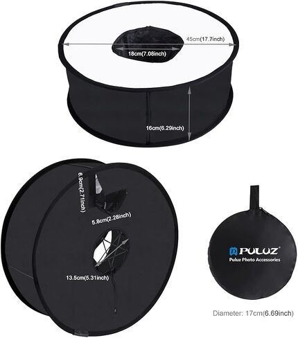 PULUZ Round Flash Softbox Diffuser 18inches / 45cm Portable Ring Flash Diffuser  Soft Box for Speedlight Macro Portrait Shooting Photography Studio Light Modifier in Saudi Arabia