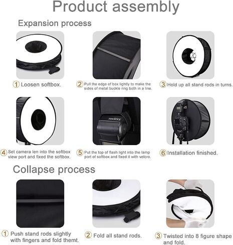 PULUZ Round Flash Softbox Diffuser 18inches / 45cm Portable Ring Flash Diffuser  Soft Box for Speedlight Macro Portrait Shooting Photography Studio Light Modifier in Saudi Arabia
