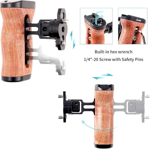 Foto4easy Camera Wooden Side Handle with Quick Release Rosette Mount for DSLR Camera Cage in Saudi Arabia