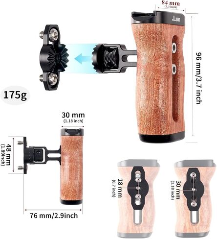 Foto4easy Camera Wooden Side Handle with Quick Release Rosette Mount for DSLR Camera Cage in Saudi Arabia