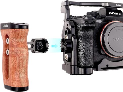 Foto4easy Camera Wooden Side Handle with Quick Release Rosette Mount for DSLR Camera Cage in Saudi Arabia