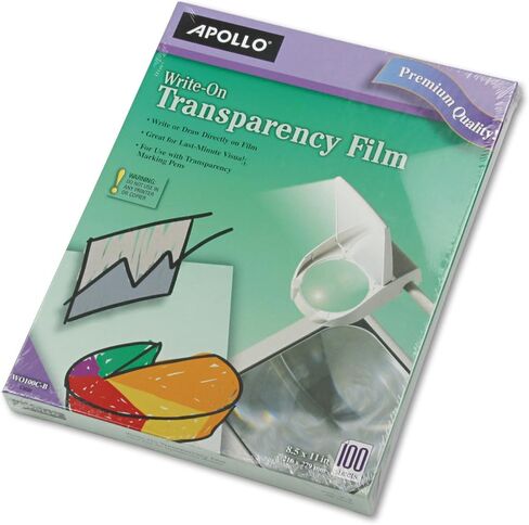غشاء شفاف للكتابة من ابولو WO100CB مقاس الرسالة، شفاف، 100/صندوق in Kuwait