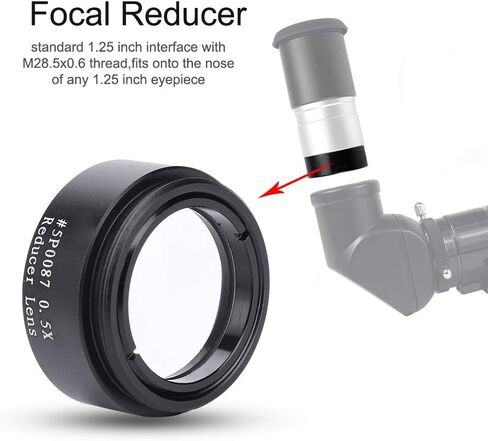 Gso 1.25 0.5X Focal Reducer,Focal Reducer 1.25 Threaded,Other Accessories for Telescopes 1.25 Inch 0.5X Focal Reducer Thread M28 Lens Accessory for Telescope Eyepiece in Kuwait