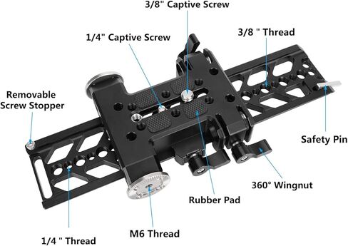 CAMVATE 10" Dovetail Plate with 15mm Double Rod & M6 Rosette Adapter for Video Camcorder Accessory - 3116 in Saudi Arabia