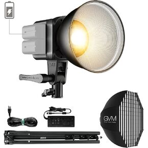 مجموعة إضاءة فيديو GVM SD80S 80 وات COB، إضاءة مستمرة 5600 كلفن للتصوير الفوتوغرافي مع صندوق تثبيت بوينز وحامل، 8 تأثيرات إضاءة تدعم محول التيار المتردد وبطارية سلسلة NP in Kuwait