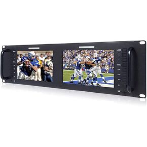 Feel WORLD D71 3RU Dual 7 بوصة 3G SDI بث رف جبل مراقب 1280x800 HD LCD IPS شاشة مع 3 ألوان ضوء تالي HDMI AV مدخل ومخرج in Kuwait
