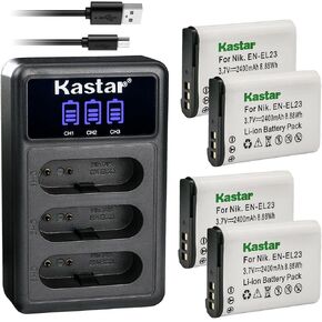 Kastar 3 Pack EN-EL23 Battery and LCD Triple USB Charger Compatible with Nikon Coolpix B700, Coolpix P600, Coolpix P610, Coolpix P610s, Coolpix P900, Coolpix P900s, Coolpix S810c Camera in Kuwait