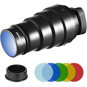 Soonpho Conical Snoot Kit for Speedlite Flash Accessories,Aluminium Alloy Snoot with Honeycomb Grid & 5pcs Color Gel Filters in Saudi Arabia