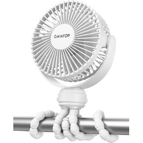 Gaiatop Mini Portable Stroller Fan, Small Clip on Fan Black | Battery Operated Detachable, 3 Speed Rechargeable, 360° Rotate Flexible Tripod, Cooling for Car Seat Crib Treadmill Travel in Saudi Arabia