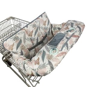 Shopping Cart Cover for Baby, 2 in 1 High Chair Cover for Restaurant seat & Grocery Cart Cover for Babies, Thick Padded with Clear Phone Pouch, Machine Washable, Leaves in Kuwait