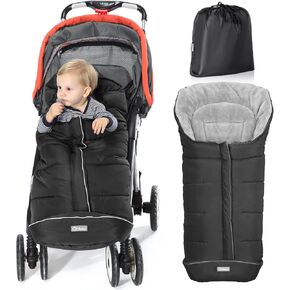 Orzbow Warm Bunting Bag Universal,Stroller Sleeping Bag Cold Weather,Waterproof Toddler Footmuff (Black, Large)