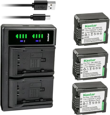 Kastar VW-VBG130 LTD2 USB Battery Charger Replacement for Panasonic VDR-D50, VDR-D51, VDR-D210, VDR-D220 Camera, Panasonic VW-VBG070, VW-VBG130, VW-VBG260 Battery in Saudi Arabia